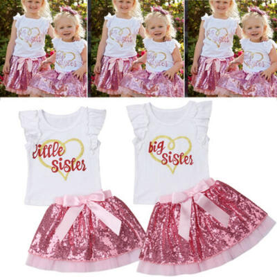 

Cute Newborn Kids Baby Girls Letter T-shirt Dress Skirt Matching Outfits Clothes