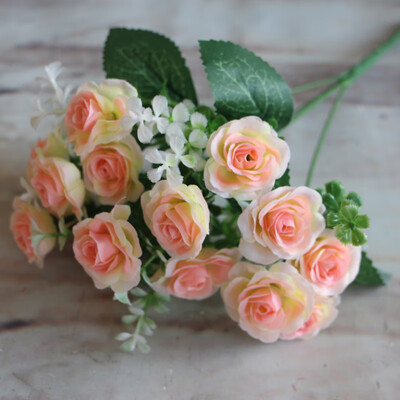 

Pretty Charming Wedding Decoration 15 Buds 1 Bouquet Mini Rose Artificial Silk Flower Bride Bridal Home l wedding decoration