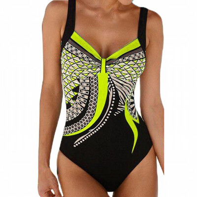 

Strap retro printed triangle one-piece swimsuit