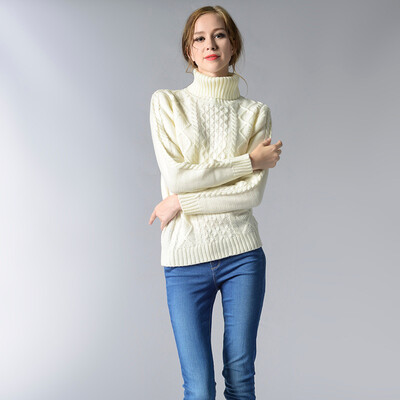 

PREISEI Autumn Winter Casual Simple Solid Warm Turtleneck Knitted Long Sleeve Thick Sweater Women Pullover Mujer