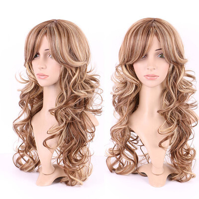 

Long Curly Synthetic Wig with Bangs Short Hair Wigs Heat Resistant Full Wig Full Head for Women
