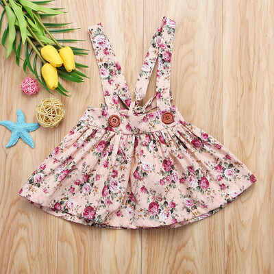 

Newborn Toddler Baby Girls Kid Floral Party Princess Bib Brace Skirt Overalls Strap Dress Casual Outfits