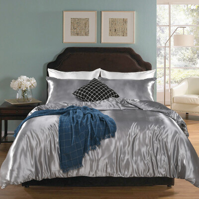 

Comforter Duvet Cover Set Pure Color Silk-like Home Soft Bedding Set