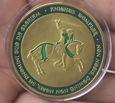 

40mm Green GOLD PLATED Order of the Knights Templar Souvenir Coin medal