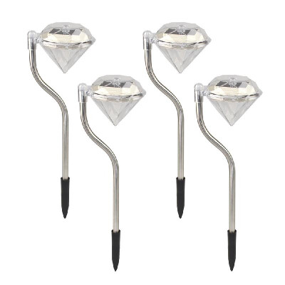 

4 Pack Solar Diamond Lawn Lights With Stainless Steel Stake 1-LED Outdoor Pathway Lamp Garden Decoration Landscape Lighting for Pa