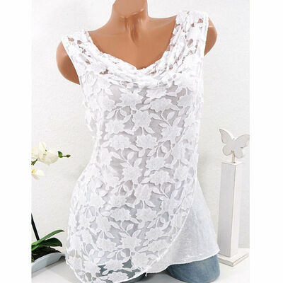 

Summer Women Lace Loose Sleeveless Vest Shirt Blouse Boho Tops Shirt Plus Size