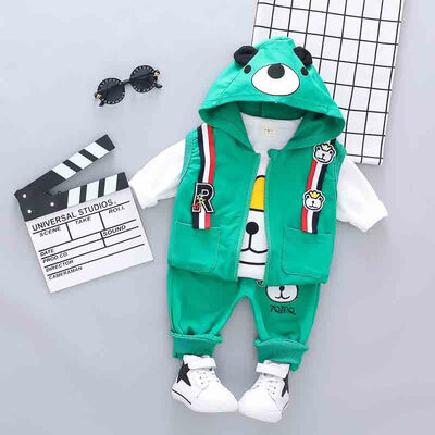 

Autumn Baby Boy Girl Cartoon Long Sleeve T-shirt Zipper Vest Sweatshirt Trousers Casual Outfits