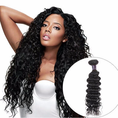 

Indian Human Hair Deep Wave Weave Bundle Natural Non Remy Hair Weaving Machine Double Weft Hair Extension No Tangle