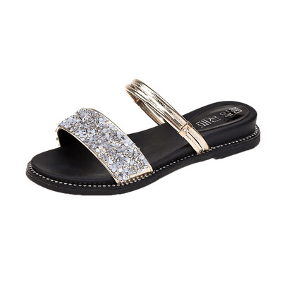 

Sandals women 2019 new summer fashion Joker student two shoes subnet red sandals beach women flat-bottomed holiday