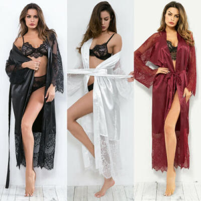 

SEXY WOMENS RED LACE DRESSING GOWNROBE LINGERIE KIMONO NIGHTWEAR SIZE 6-18