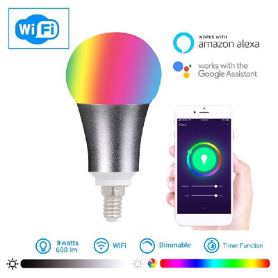 

2190 Smart WIFI LED Bulb WIFI Light RGB Multicolor LED Bulb 9W E2627 Dimmable Light Phone Remote Control Compatible with Alexa Go