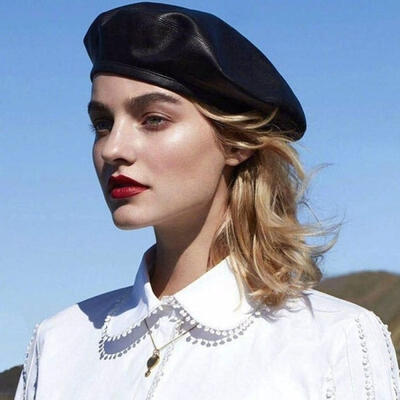 

Womens Ladies Retro Autumn Faux PU Leather Beret Beret Hat French Cap