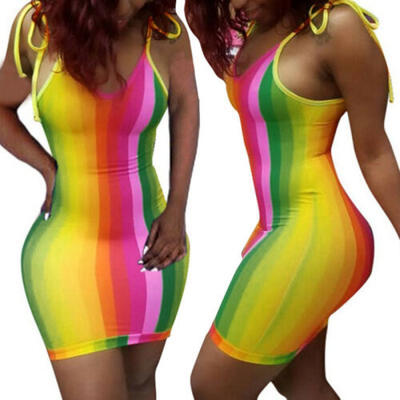 

Women Sexy Slim Fit Dress Mini Bodycon Spaghetti Strap Clubwear Cocktail Party