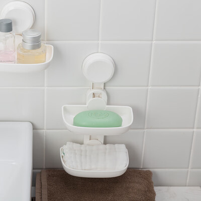 

You Mu double suction cup soap box bathroom storage strong no trace free drilling drain soap box bathroom shelf soap box