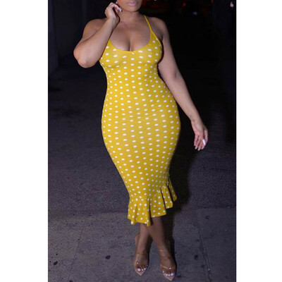

Summer Women Boho Polka Dot Maxi Dress Party Evening Beach Sundress Plus Size