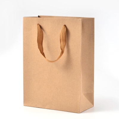 

PH PANDAHALL 10pcs Rectangle Kraft Paper Pouches Gift Shopping Bags With Nylon Thread