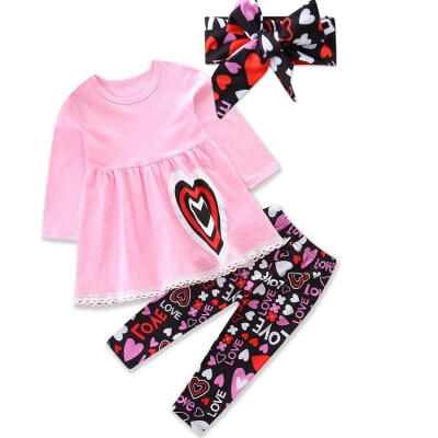 

Newborn Baby Girls Kids Long Sleeve T-shirtPants Leggings Outfits Clothes Present Headband