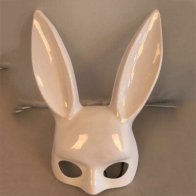 

FUNNYBUNNY Halloween Easter Nightclub Bar Bunny Mask Prom Half Face Bunny Mask Performing Rabbit Ear Mask