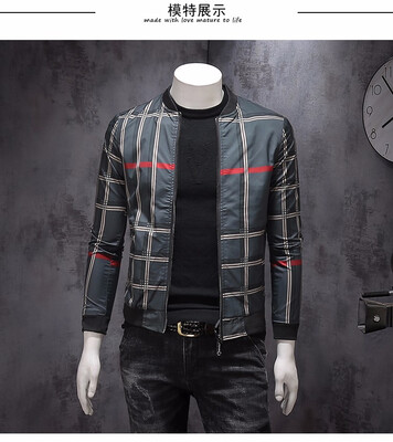 

Autumn coat male handsome man fashionable mans lattice jacket mens spring&autumn casual coat