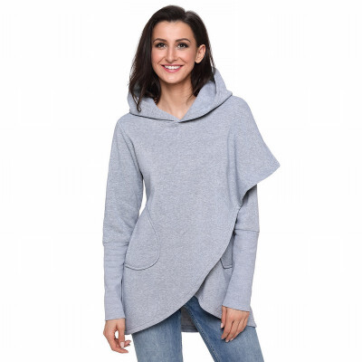 

Solid color cloak long sleeve casual hooded sweatshirt womens