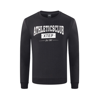 

Xtep mens casual round neck pullover simple fashion sports sweater 882329059279 black