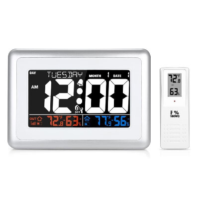

WWVB Alarm Clock Temperature&Humidity Meter Weather Forecast Station Indoor&Outdoor Thermometer Temperature&Humidity