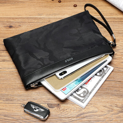

Golf GOLF Mens Handbags Nylon with Microfiber Leather Envelope Bag Large Capacity Wrist Bag Fashion Camouflage Clutch S9BV3999J Black