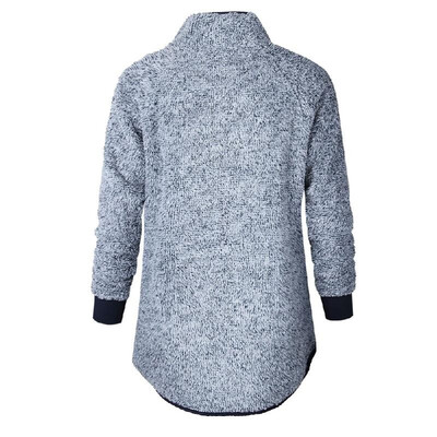 

Women Fleece Sweatshirt High Neck Long Sleeve Button Casual Warm Pullover Top WhiteDark Blue