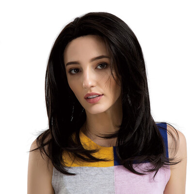 

〖Follure〗Ladies Party Daily Natural Straight Black Side Parting Synthetic Wigs with Bang