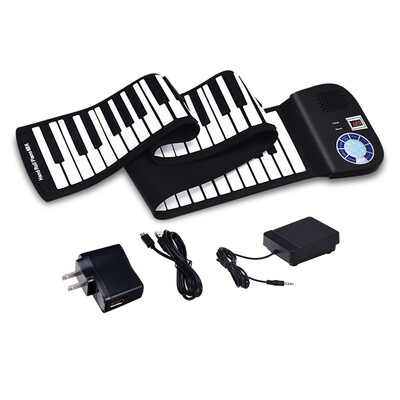 

61 Keys Midi Electronic Roll up Piano Silicone Keyboard-Black