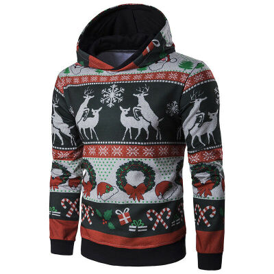 

Mens Christmas Hoodie Sweatshirt Pullover Hooded Sweater Jumper Tops