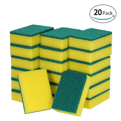 

Esonmus 20pcs Multi-purpose Double-faced Sponge Scouring Pads Dish Washing Scrub Sponge Stains Removing Cleaning Scrubber Brush fo