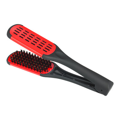 

Hair Straightening Comb Double Sided Bristle Hair Brush Clamp Straightener Comb Natural Fibres Styling Tool
