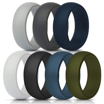 

Outdoor Silicone Rings for Men - 7 Pack Comfortable & Durable Rubber Wedding Bands for Sports Gym Outdoors