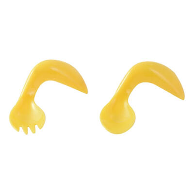 

2pcs Baby Feeding Spoon Fork Curved Handle Eating Training Tableware Set