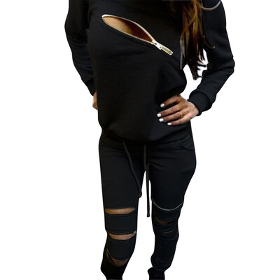 

Womens Zipper Tracksuit Sweatshir tPants Hip Pop Sportsuit