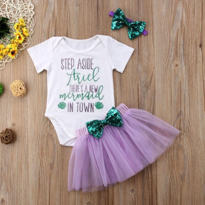 

Cotton Newborn Baby Girls Sequin Tops Romper Jumpsuit Skirt Outfits Set Clothes