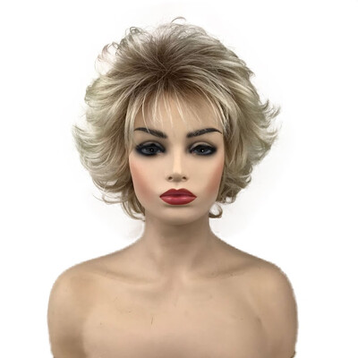 

StrongBeauty Short Red With Dark Roots Ombre Choppy Layers Synthetic Hair Wig Wigs for women