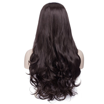 

U Shape Part Half Head Wig Clip In Hair Extension Full Head One Piece Invisible 7 clips With Wig Net Synthetic Straight Curly