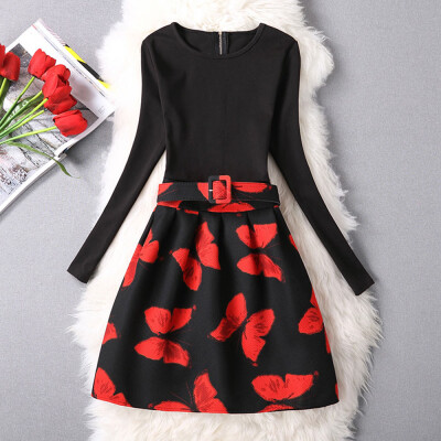 

Children Kids Long Sleeves Butterfly Print Princess Dress Girls Sundress Clothes