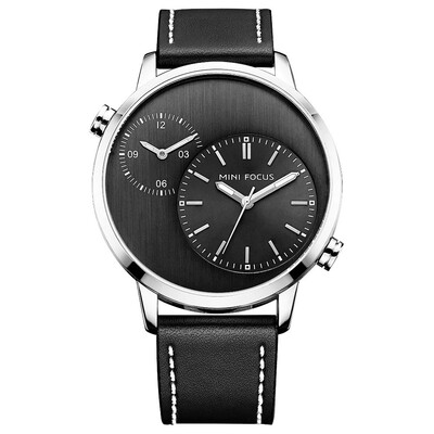 

BOFUTE Male Watches Casual Watch Dual Time Zone Japanese Quartz Movement Luminous Waterproof Genuine Leather Strap 0035G
