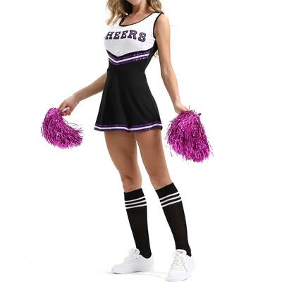 

Ladies Cheerleader Costume School Girl Outfits Fancy Dress Cheer Leader Uniform