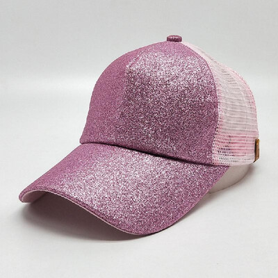

New Woman Girls Cap Sequined Fishnet Splice Baseball Sport Casual Hip-Pop Streetwear Flat Hat