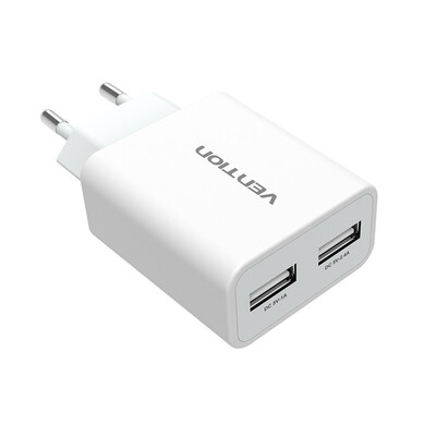 

Vention Dual USB Charger 5V 24A Fast Charging Wall Charger Adapter Portable EU Plug Travel for iPhone iPad mini Samsung Xiaomi