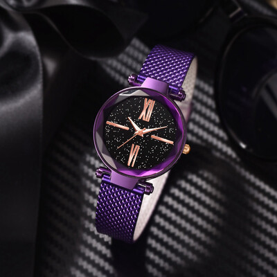 

RM Fashion Simple Cool Big Roman Digital Star Sky Dial Ladie Mesh With Quartz Watch