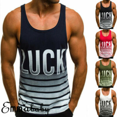 

Men Summer Sleeveless Casual Cotton Gym Sports Slim Fit Vest Tank Top T-Shirt