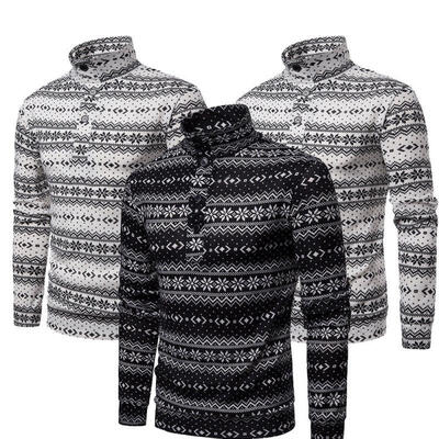 

Fashion Half Button Turtleneck Sweaters Men Long Sleeve Snowflake Knitted Sweater Hot Sale