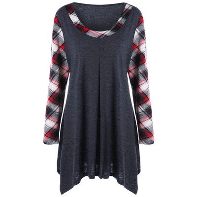 

Plus Size Plaid Trim Tunic T-shirt