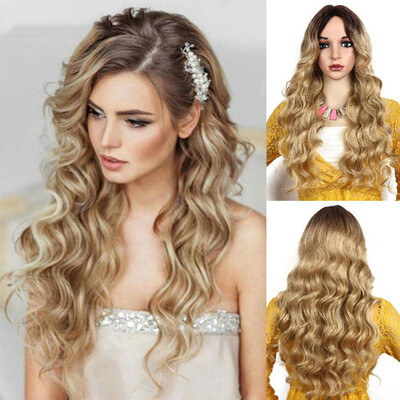 

〖Follure〗Womens Fashion Wig Gold Synthetic Hair Long Wigs Wave Curly Wig