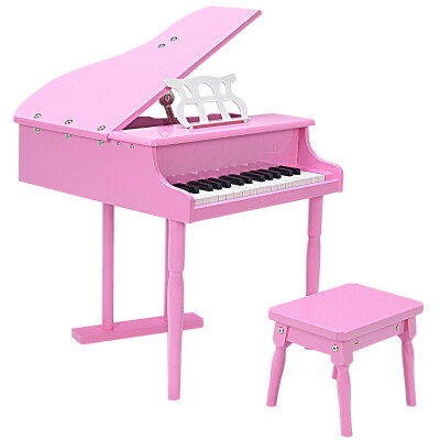 

New 30 keys Childs Toy Grand Baby Piano with Kids Pinao Bench Wood-pink